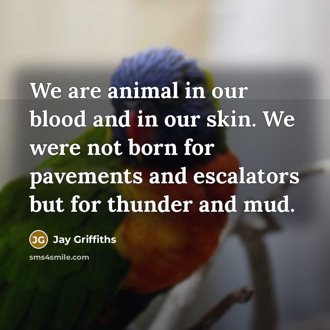 “We are animal in our blood and in our skin.…” quote by Jay Griffiths