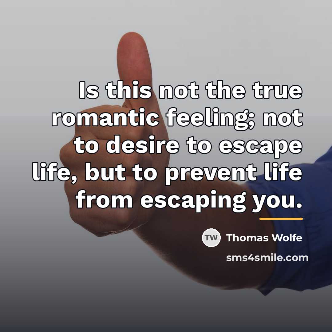“Is this not the true romantic feeling; not to desire…” quote by Thomas Wolfe