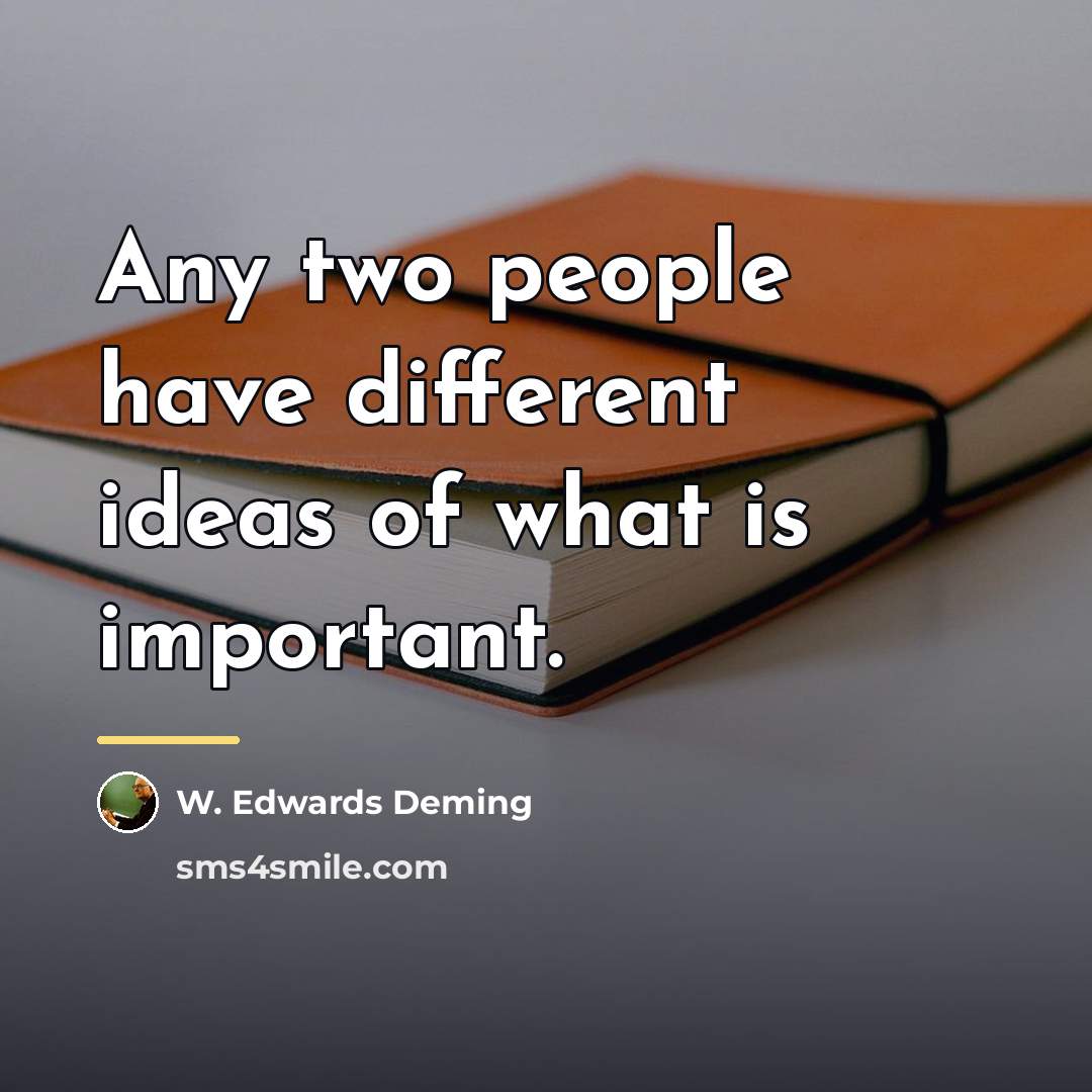 “Any two people have different ideas of what is important.…” quote by W. Edwards Deming