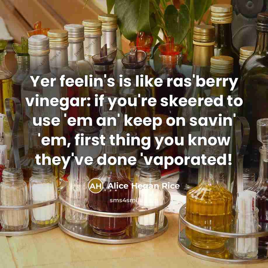 “Yer feelin's is like ras'berry vinegar: if you're skeered to…” quote by Alice Hegan Rice