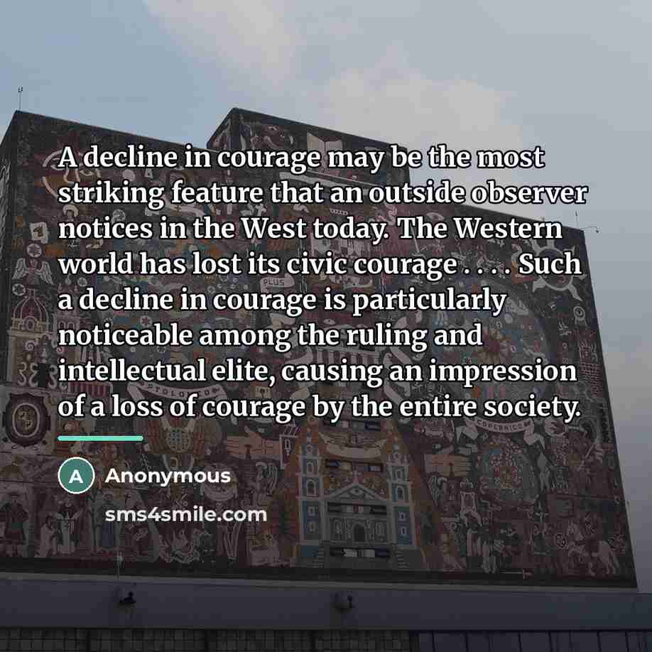 “A decline in courage may be the most striking feature…” quote by Anonymous