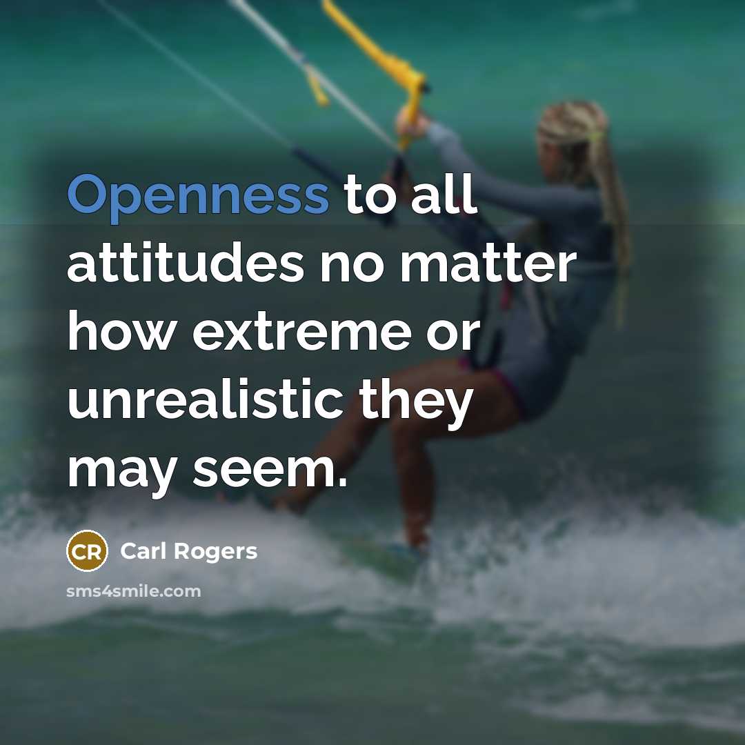 “Openness to all attitudes no matter how extreme or unrealistic…” quote by Carl Rogers