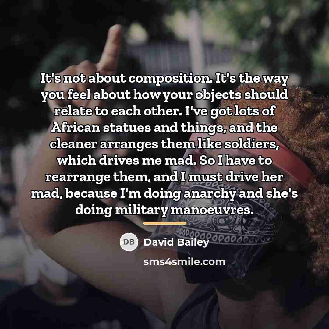 “It's not about composition. It's the way you feel about…” quote by David Bailey