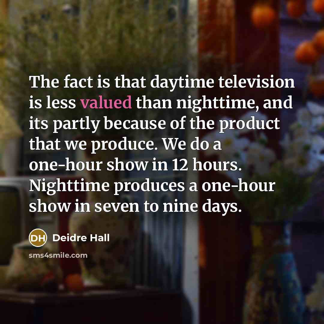 “The fact is that daytime television is less valued than…” quote by Deidre Hall