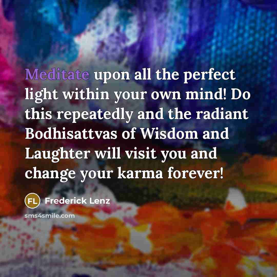 “Meditate upon all the perfect light within your own mind!…” quote by Frederick Lenz