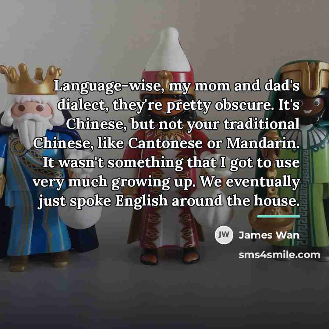 “Language-wise, my mom and dad's dialect, they're pretty obscure. It's…” quote by James Wan