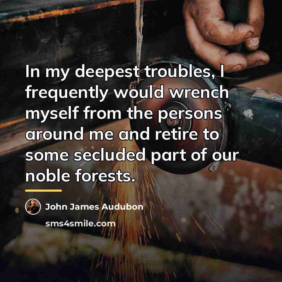 “In my deepest troubles, I frequently would wrench myself from…” quote by John James Audubon
