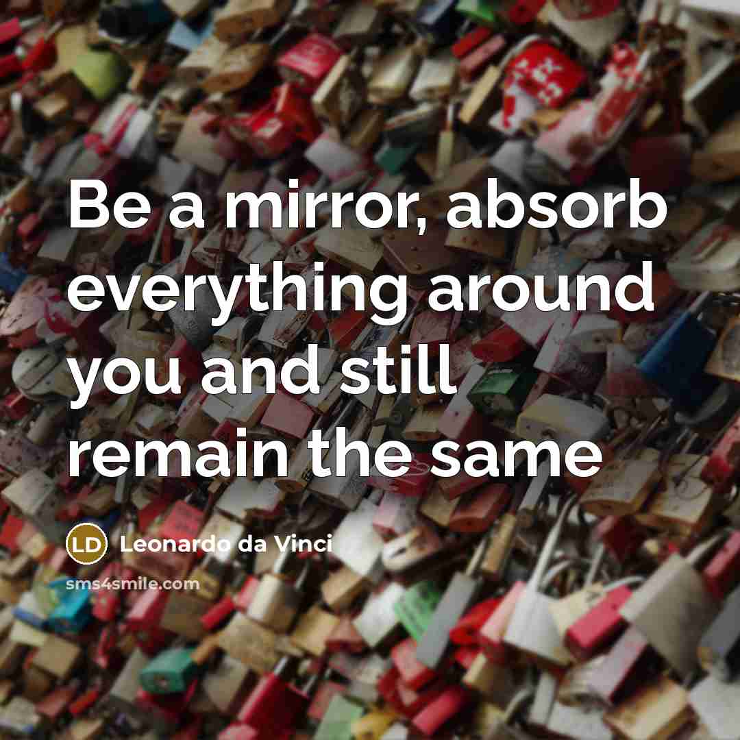 “Be a mirror, absorb everything around you and still remain the same” quote by Leonardo da Vinci