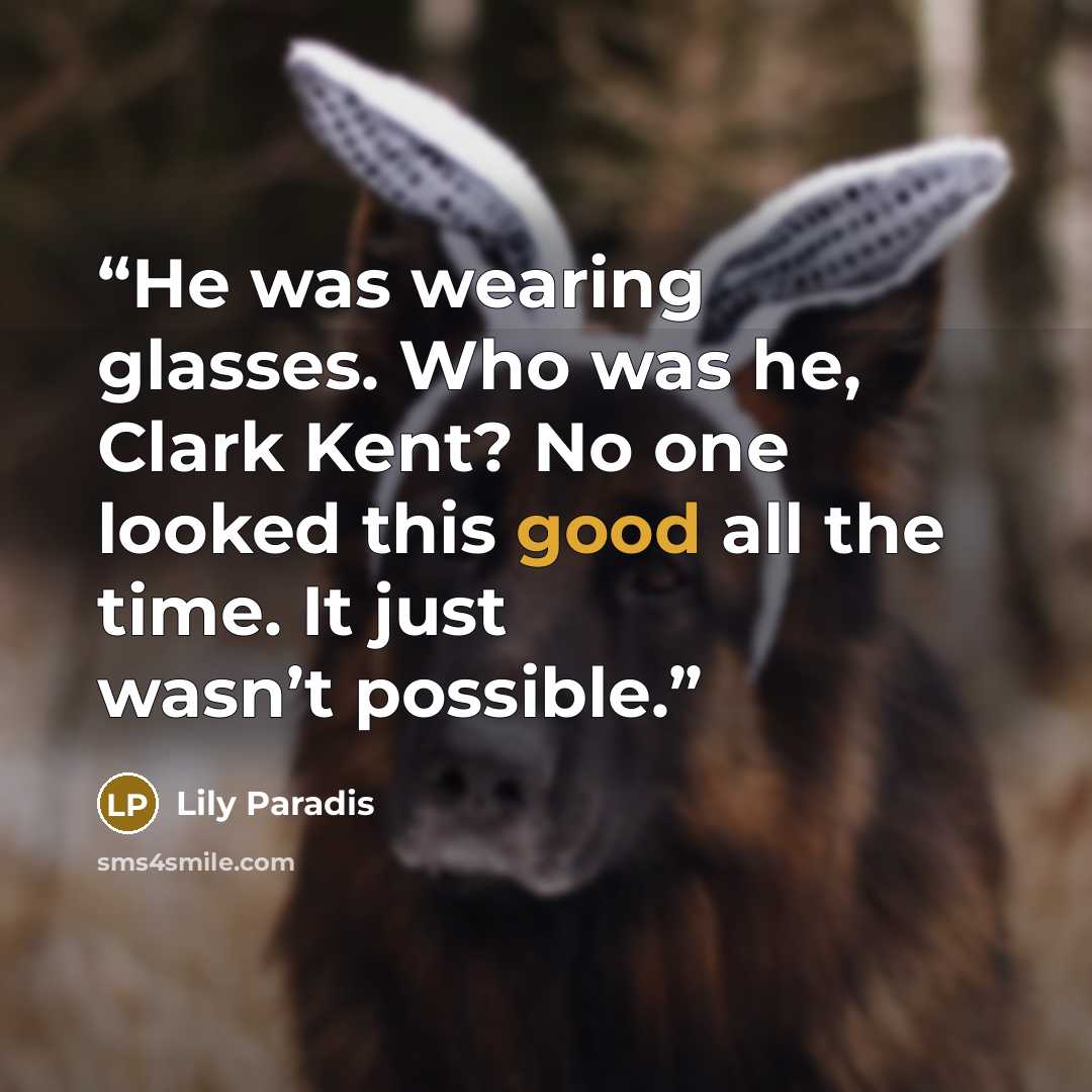 “He was wearing glasses. Who was he, Clark Kent? No one looked this good all the time. It just wasn’t possible.” quote by Lily Paradis