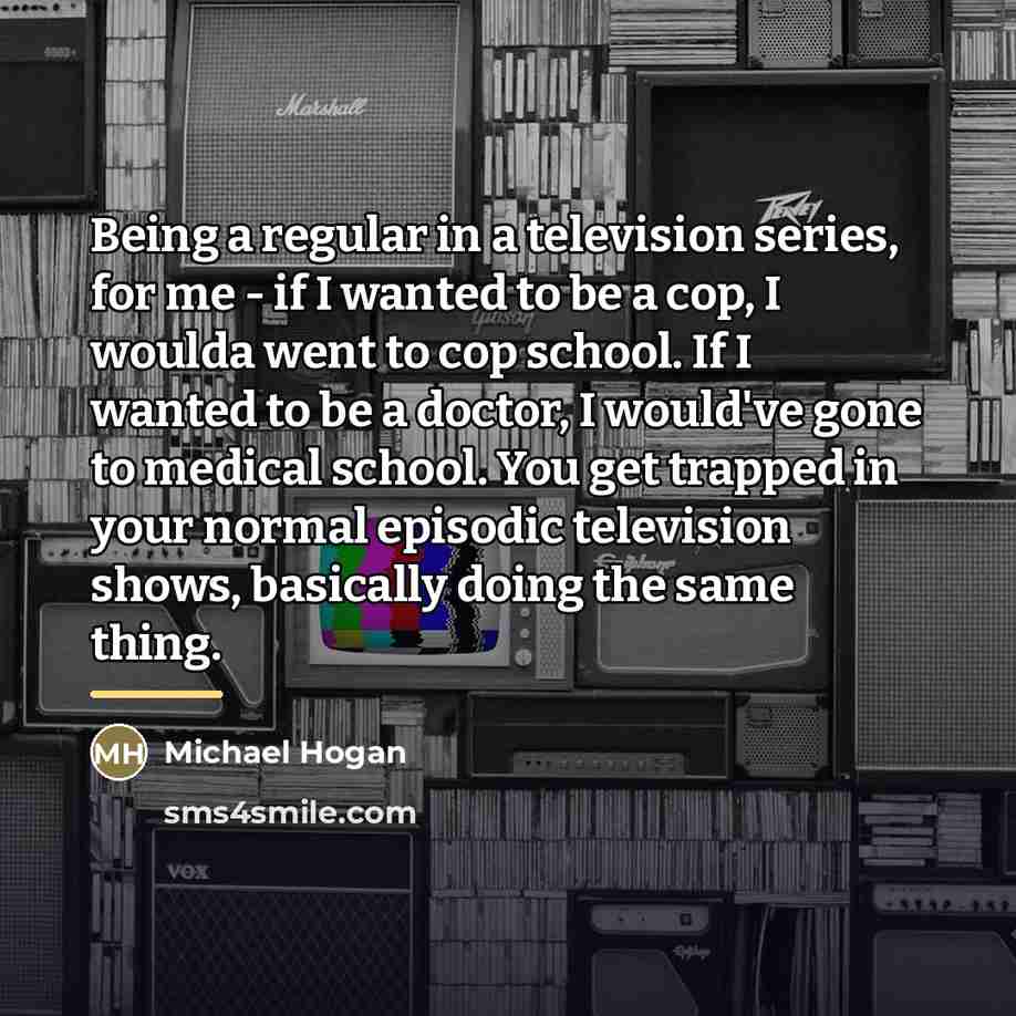 “Being a regular in a television series, for me -…” quote by Michael Hogan