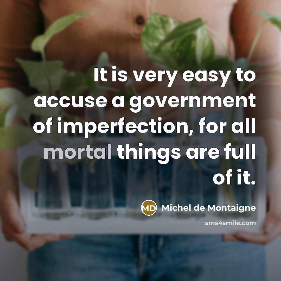 “It is very easy to accuse a government of imperfection,…” quote by Michel de Montaigne
