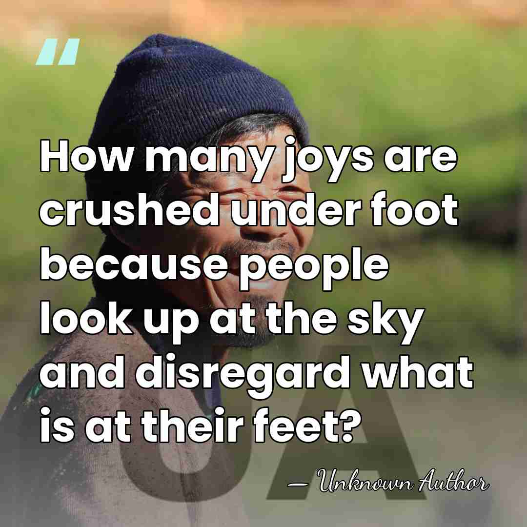 How many joys are crushed under foot because people look up at&hellip; - Unknown Author
