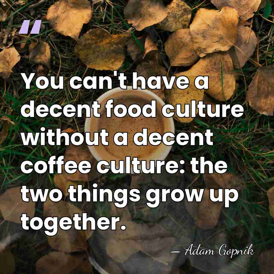 You can't have a decent food culture without a decent coffee culture:&hellip; - Adam Gopnik
