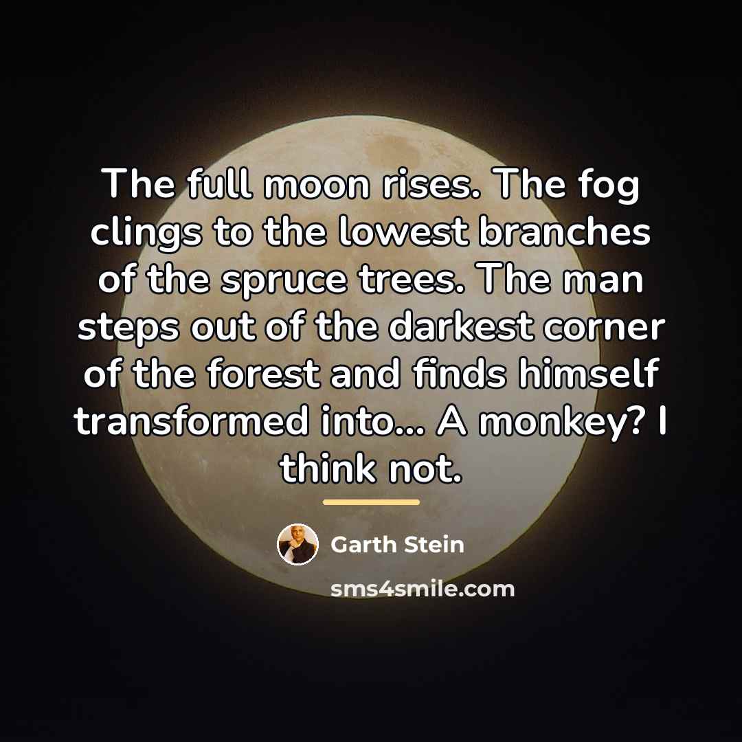 “The full moon rises. The fog clings to the lowest…” quote by Garth Stein