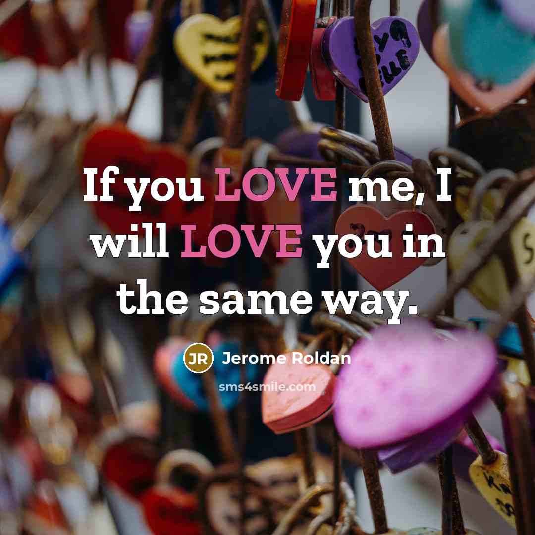 “If you LOVE me, I will LOVE you in the…” quote by Jerome Roldan
