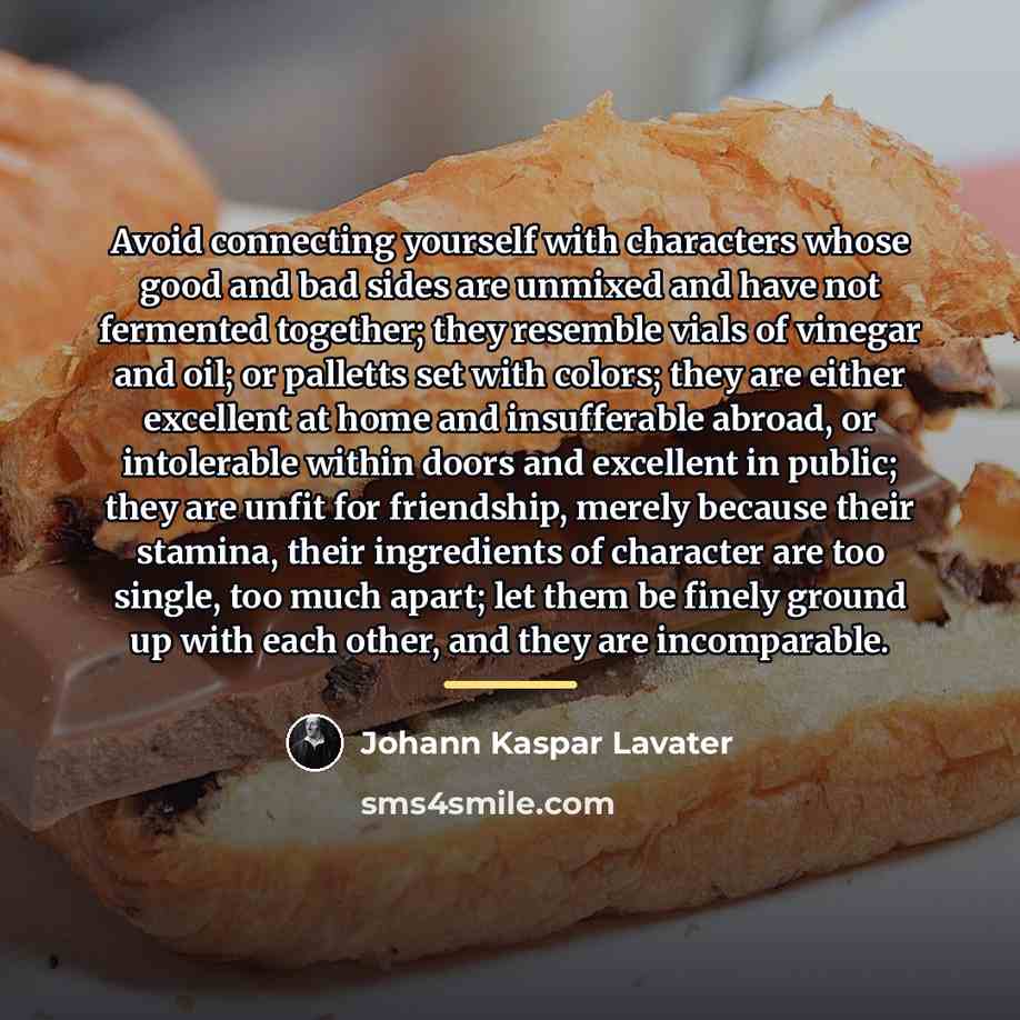 “Avoid connecting yourself with characters whose good and bad sides…” quote by Johann Kaspar Lavater