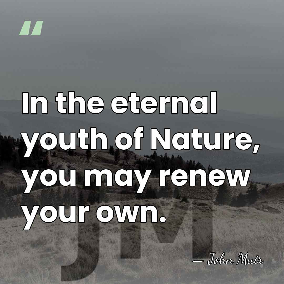 In the eternal youth of Nature, you may renew your own. - John Muir