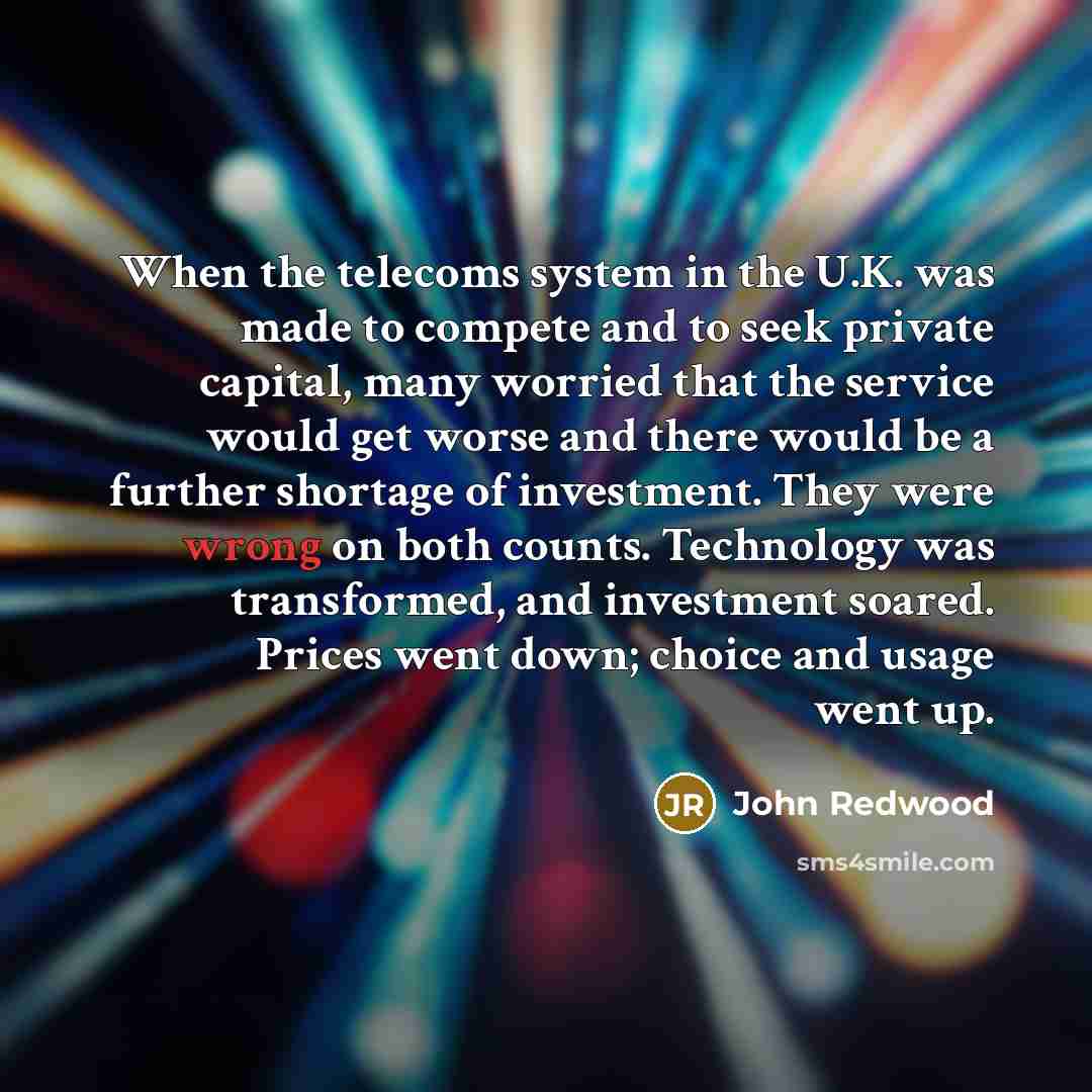 “When the telecoms system in the U.K. was made to…” quote by John Redwood
