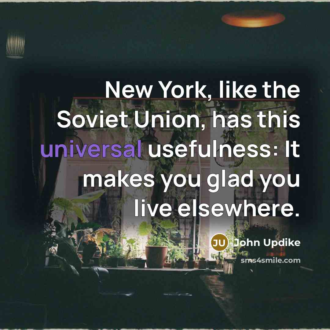 “New York, like the Soviet Union, has this universal usefulness:…” quote by John Updike