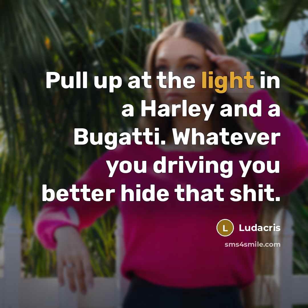 “Pull up at the light in a Harley and a…” quote by Ludacris