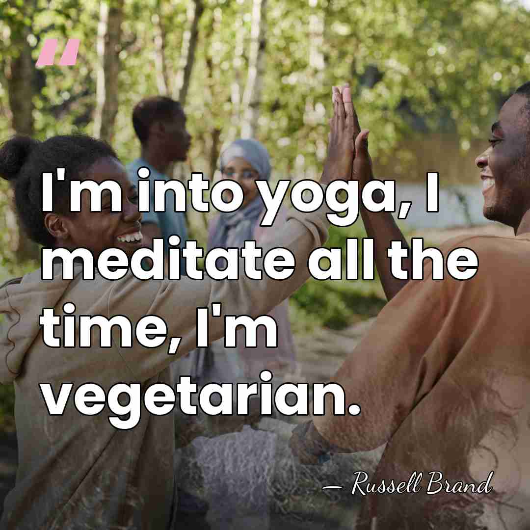 I'm into yoga, I meditate all the time, I'm vegetarian. - Russell Brand