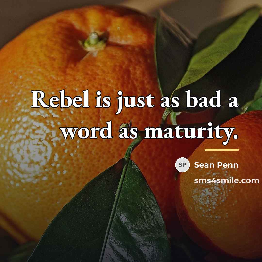 “Rebel is just as bad a word as maturity.…” quote by Sean Penn