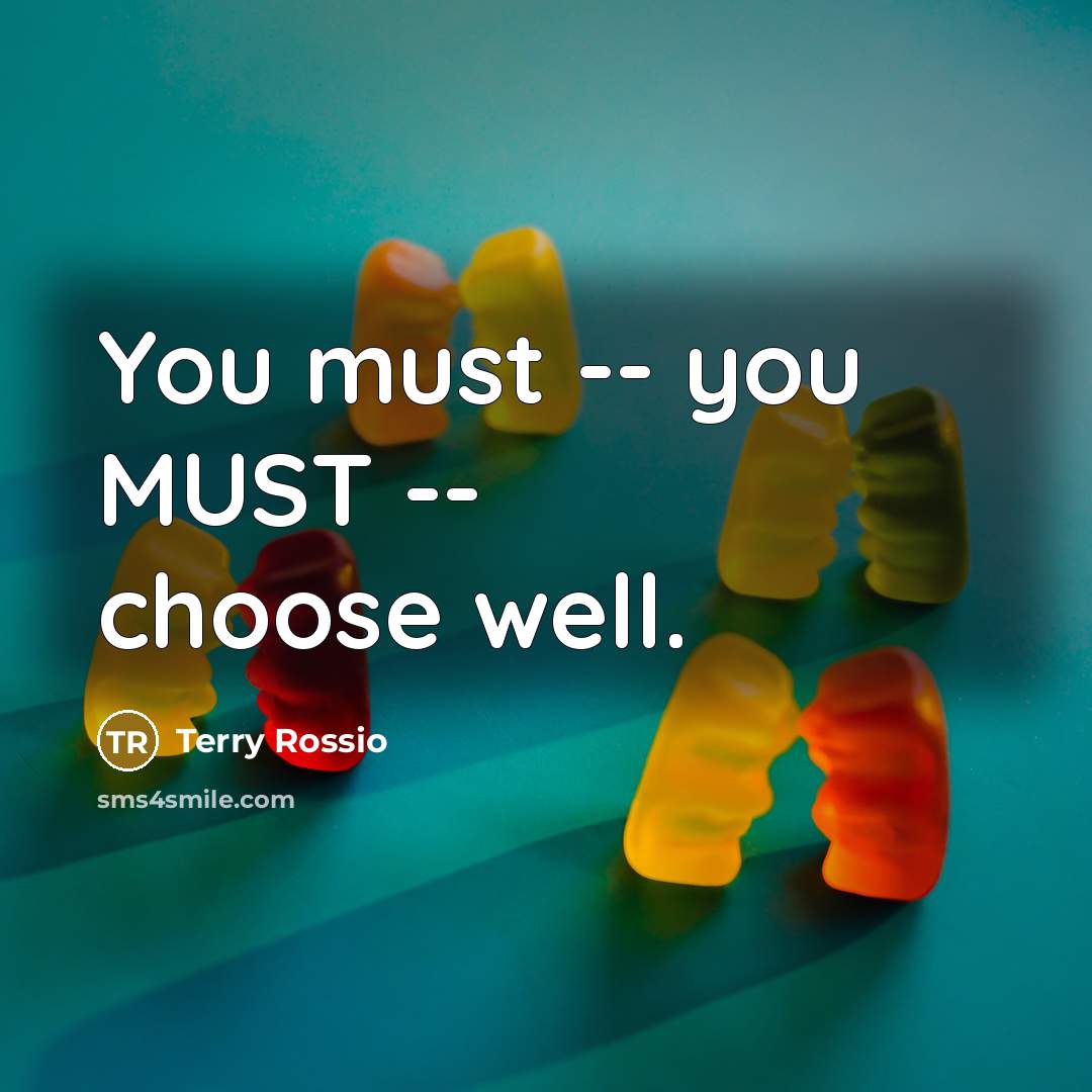 “You must -- you MUST -- choose well.…” quote by Terry Rossio
