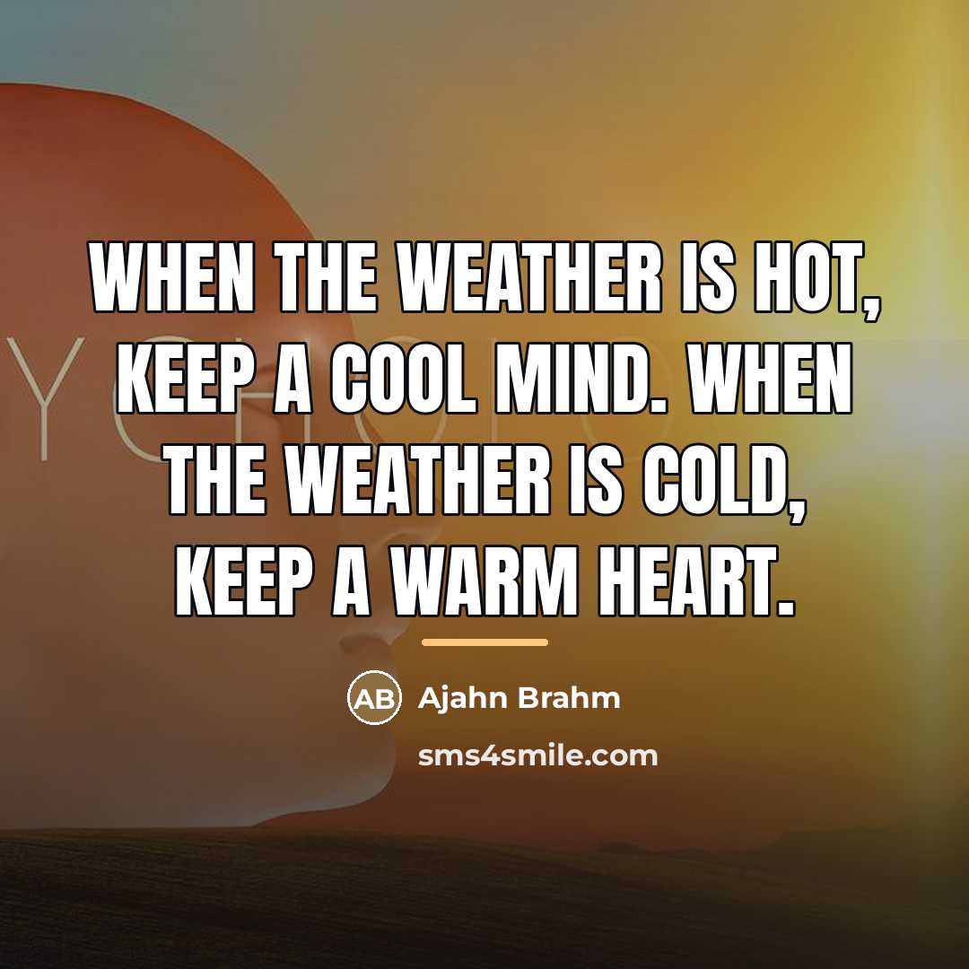 “When the weather is hot, keep a cool mind. When…” quote by Ajahn Brahm