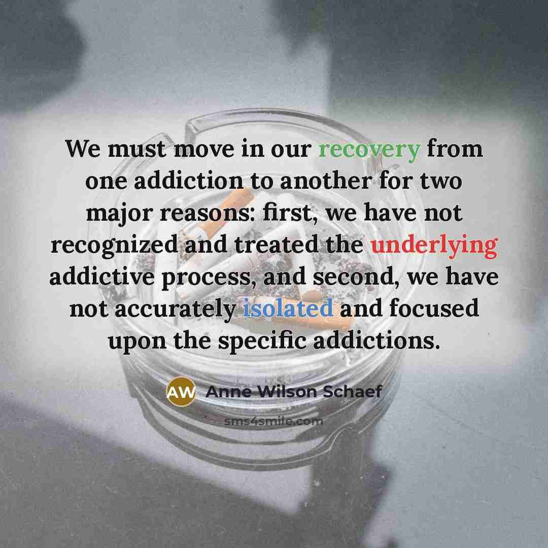 “We must move in our recovery from one addiction to…” quote by Anne Wilson Schaef