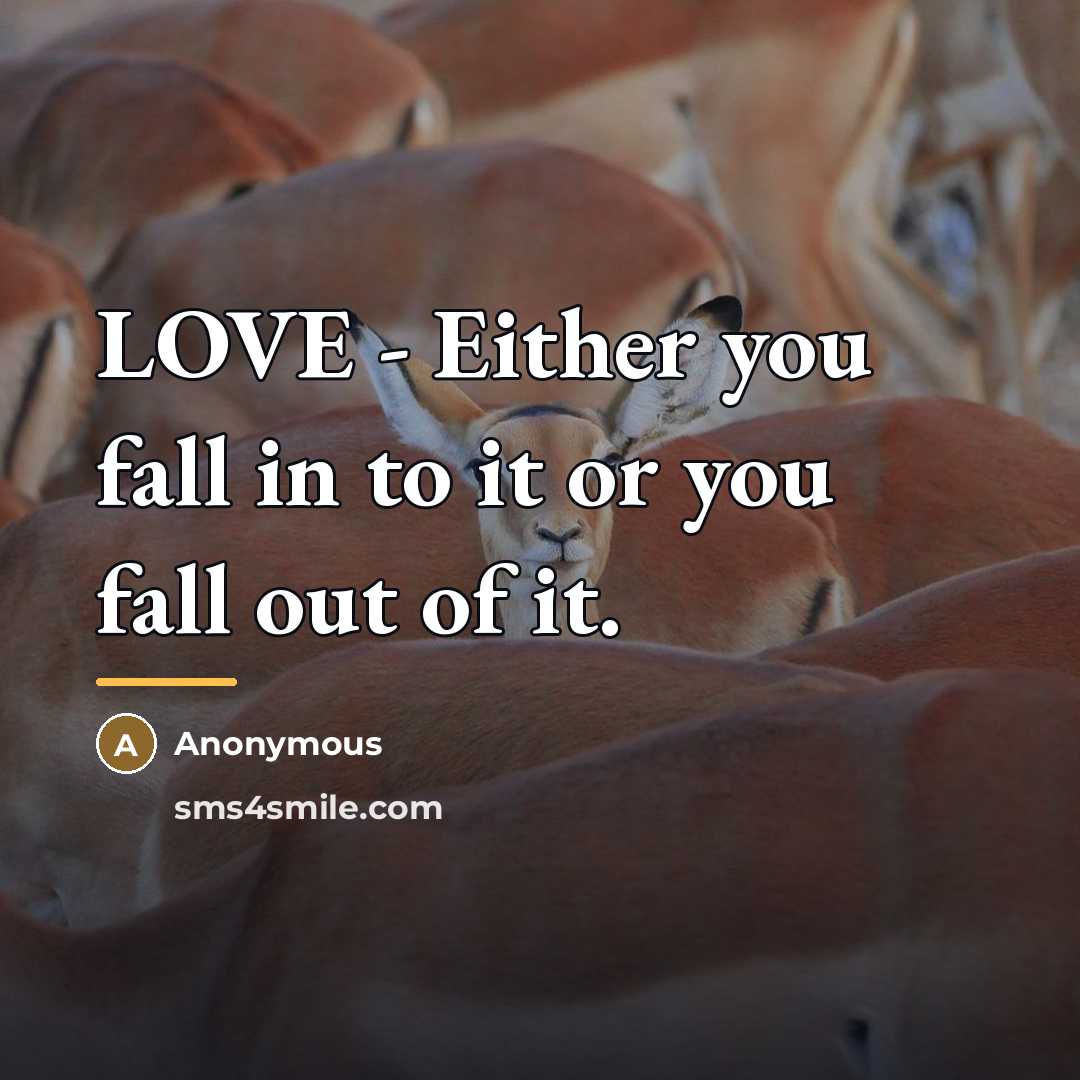 “LOVE - Either you fall in to it or you…” quote by Anonymous