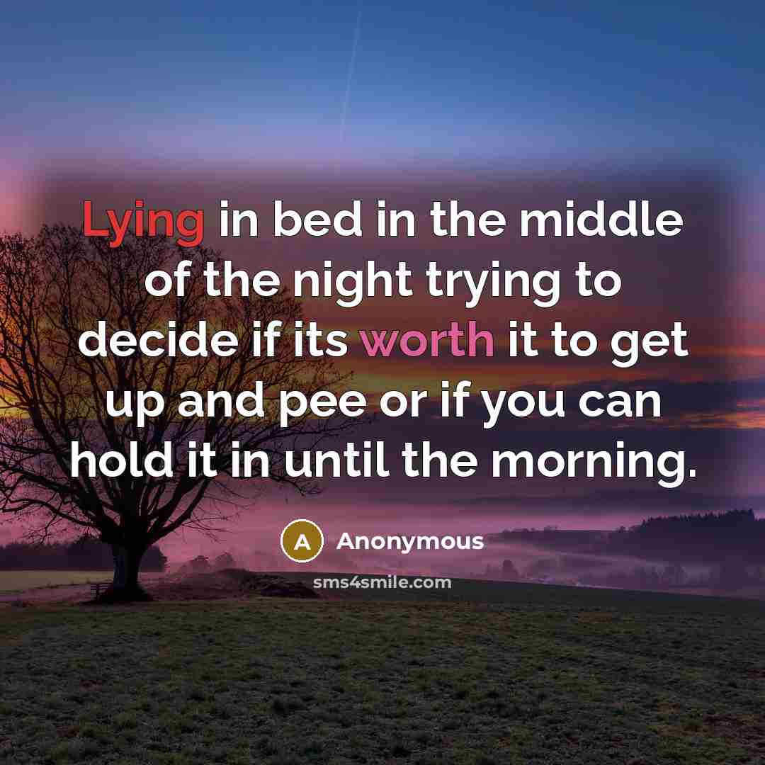“Lying in bed in the middle of the night trying…” quote by Anonymous