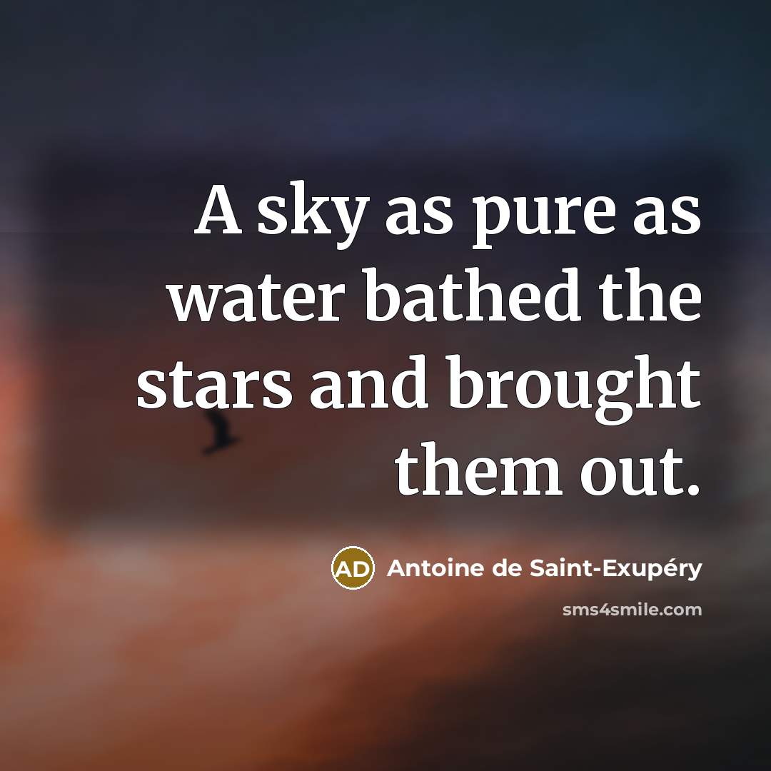 “A sky as pure as water bathed the stars and…” quote by Antoine de Saint-Exupery