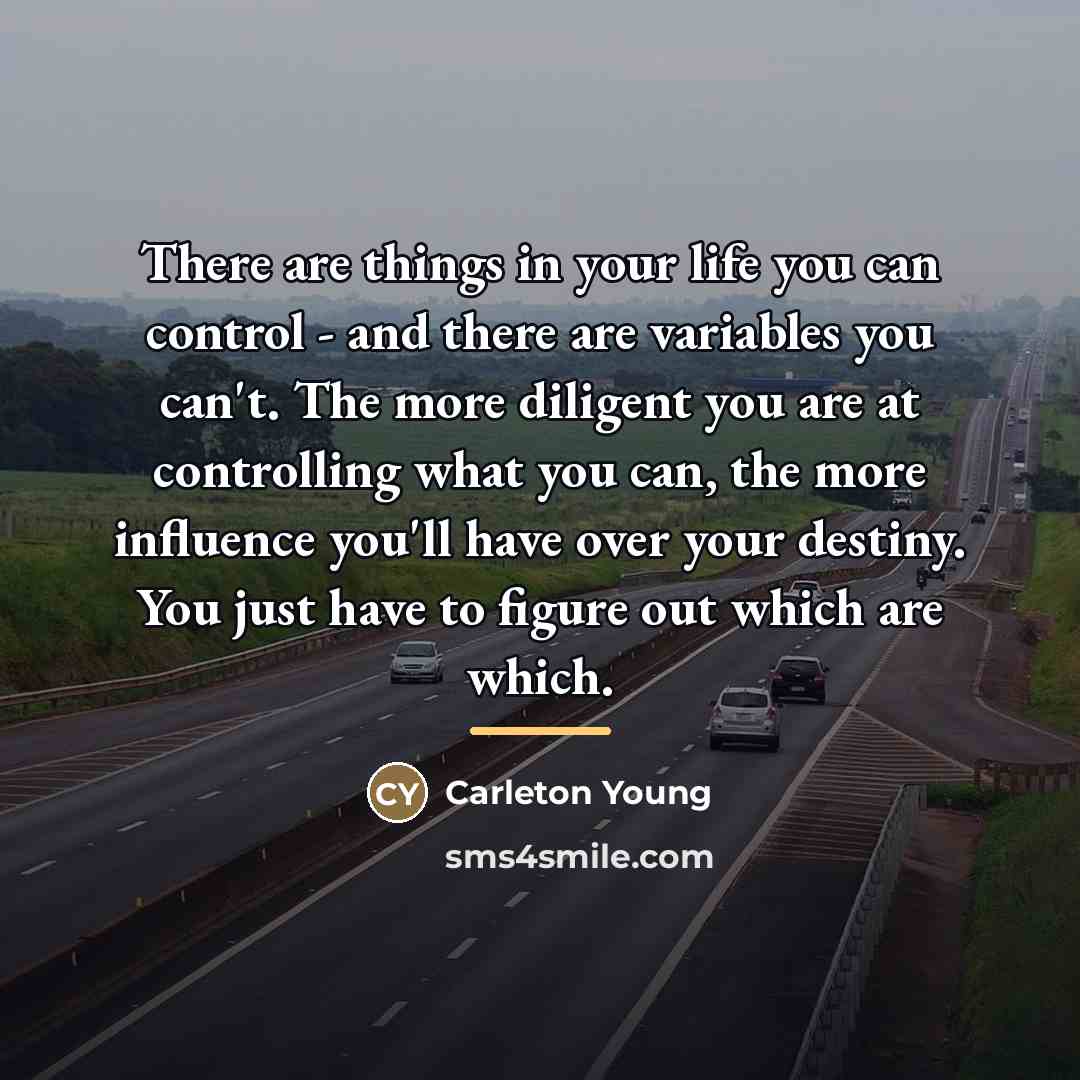 “There are things in your life you can control -…” quote by Carleton Young