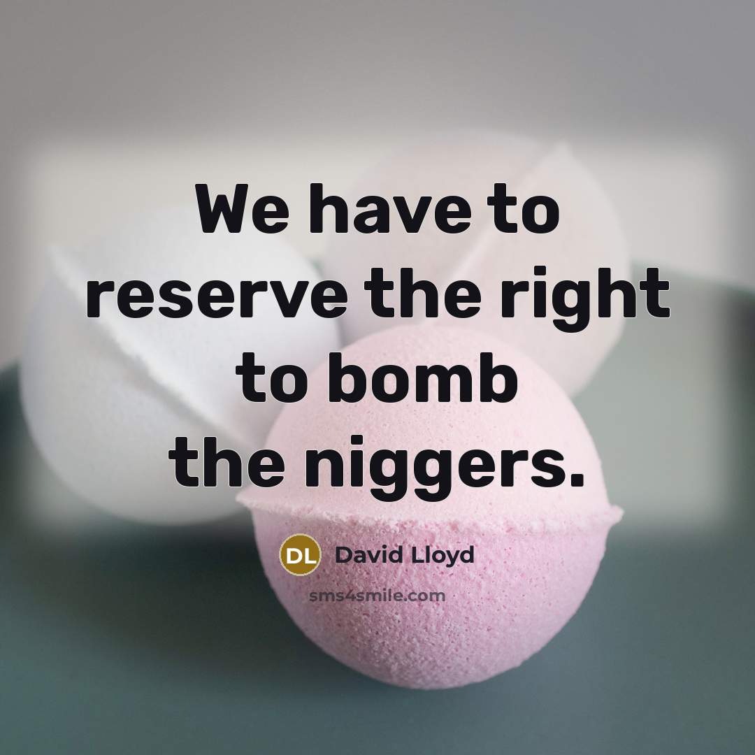 “We have to reserve the right to bomb the niggers.…” quote by David Lloyd