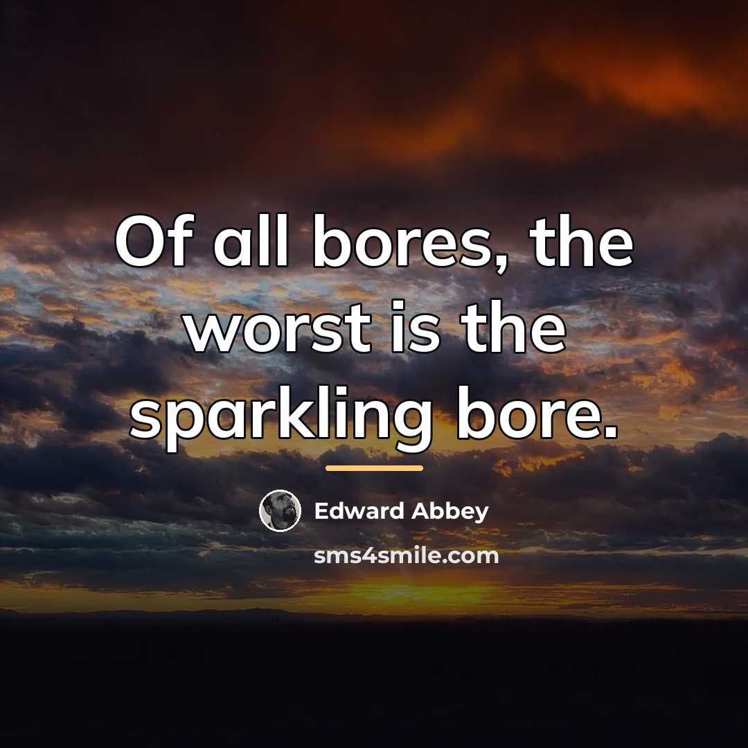“Of all bores, the worst is the sparkling bore.…” quote by Edward Abbey