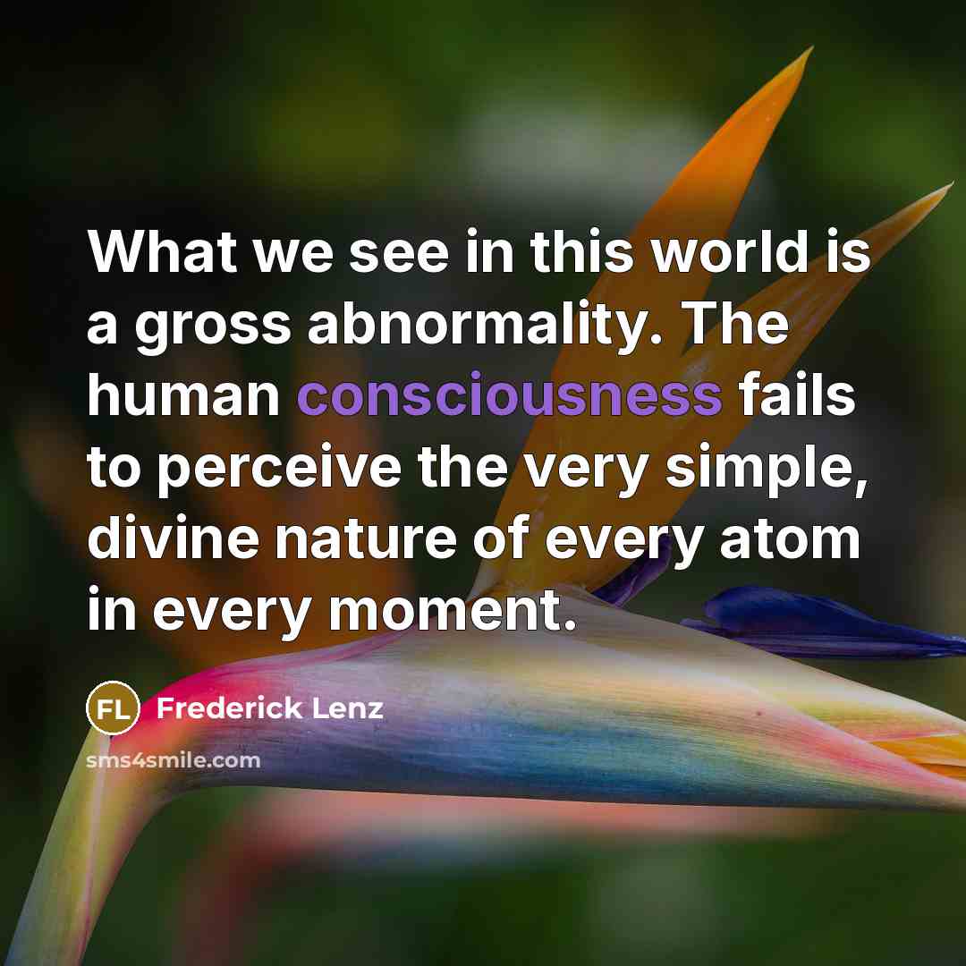 “What we see in this world is a gross abnormality.…” quote by Frederick Lenz