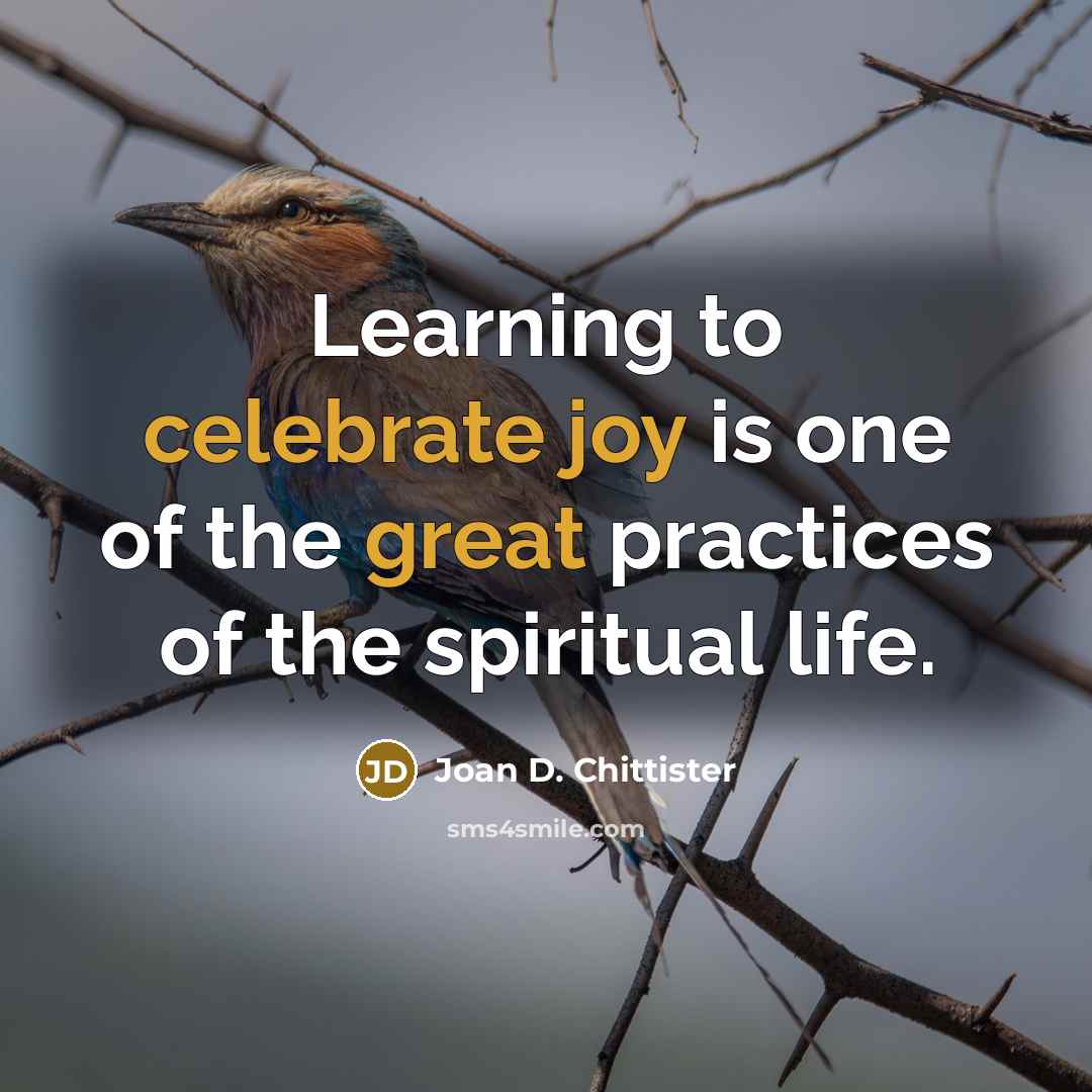 “Learning to celebrate joy is one of the great practices…” quote by Joan D. Chittister
