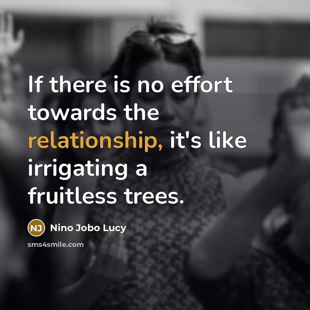 “If there is no effort towards the relationship, it's like…” quote by Nino Jobo Lucy