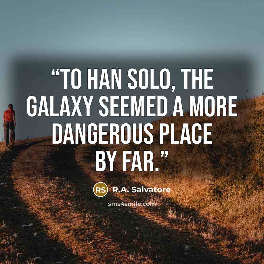“To Han Solo, the galaxy seemed a more dangerous place by far.” quote by R.A. Salvatore