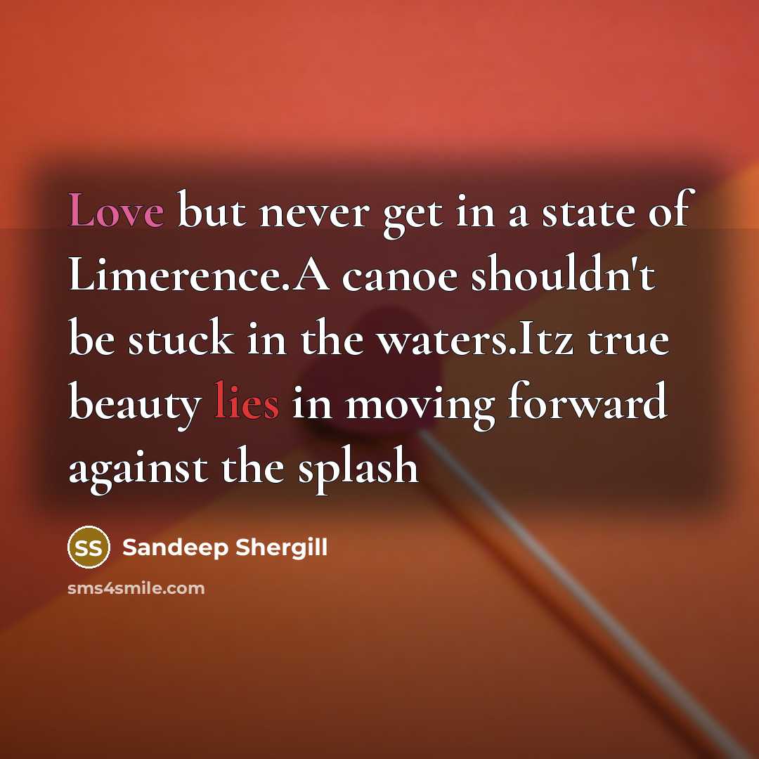 “Love but never get in a state of Limerence.A canoe…” quote by Sandeep Shergill