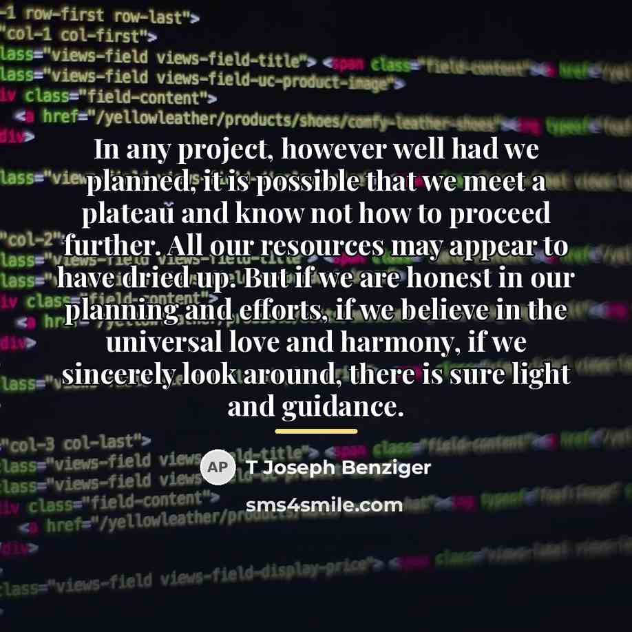 “In any project, however well had we planned, it is…” quote by T Joseph Benziger