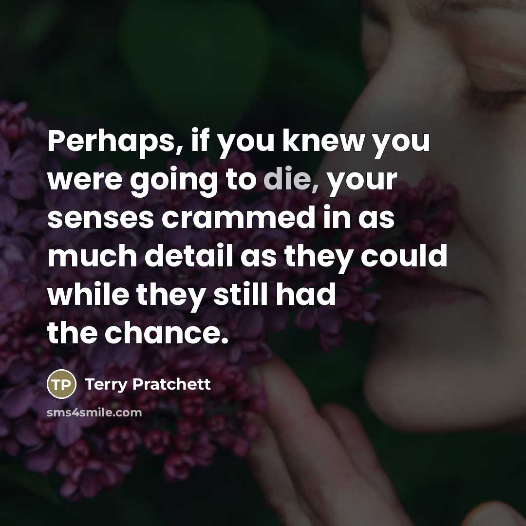 “Perhaps, if you knew you were going to die, your…” quote by Terry Pratchett