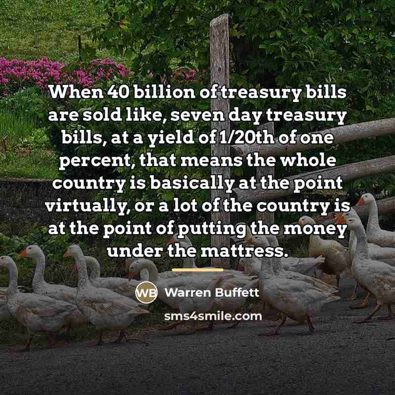 “When 40 billion of treasury bills are sold like, seven…” quote by Warren Buffett