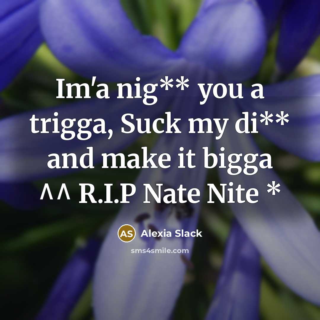 “Im'a nig** you a trigga, Suck my di** and make it bigga ^^ R.I.P Nate Nite *” quote by Alexia Slack