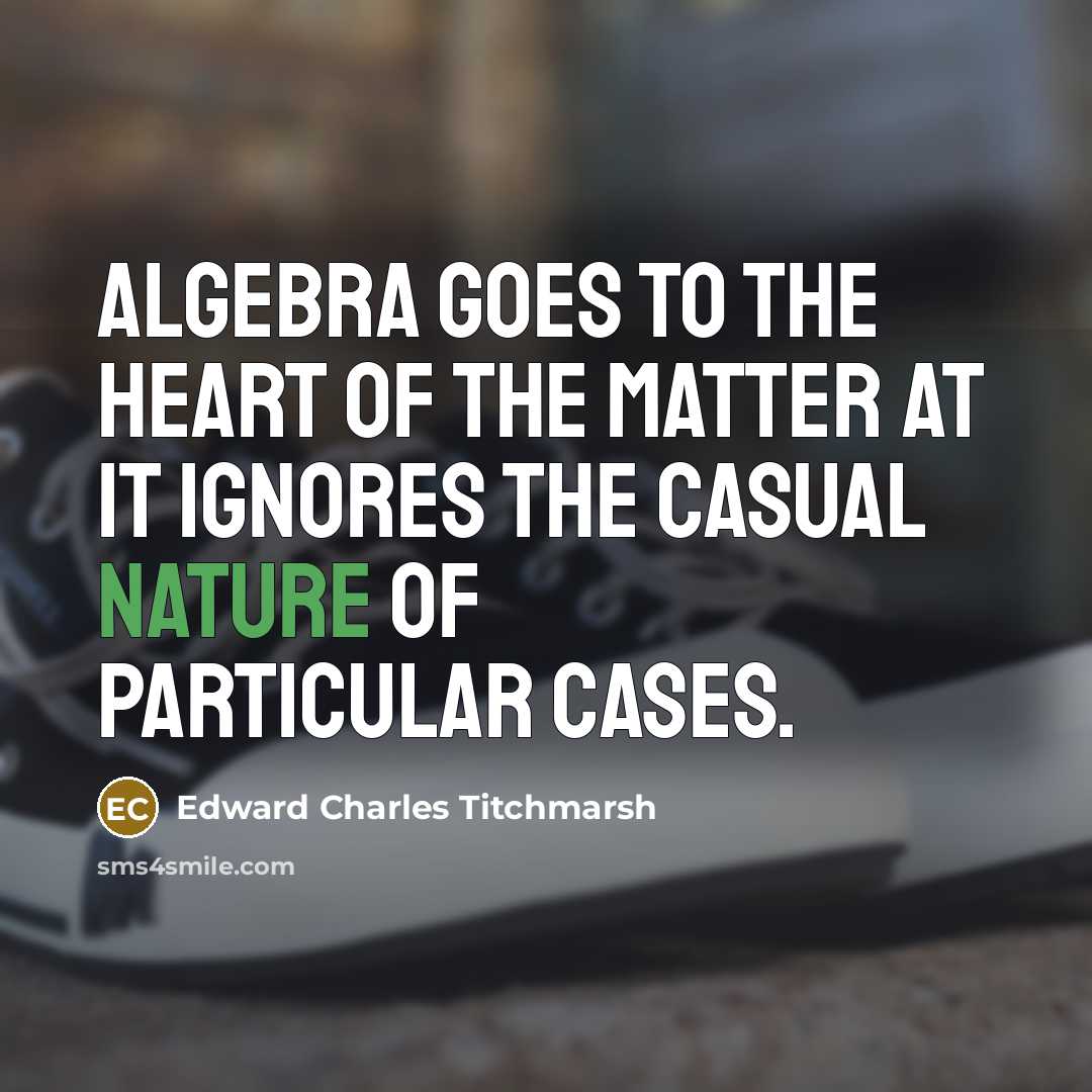 “Algebra goes to the heart of the matter at it…” quote by Edward Charles Titchmarsh