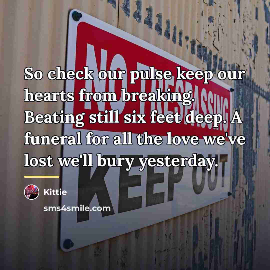 “So check our pulse keep our hearts from breaking. Beating…” quote by Kittie