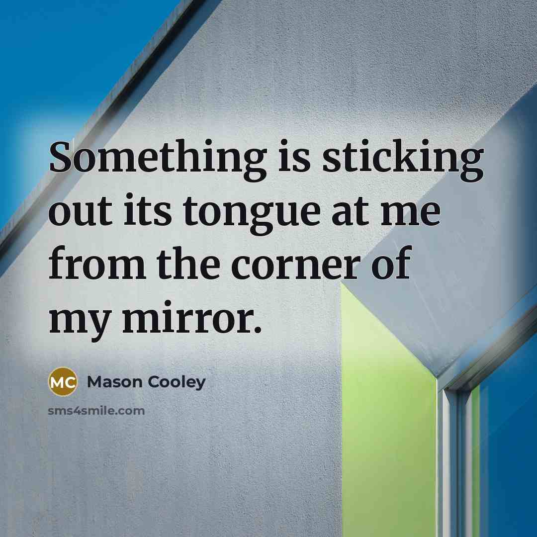 “Something is sticking out its tongue at me from the…” quote by Mason Cooley