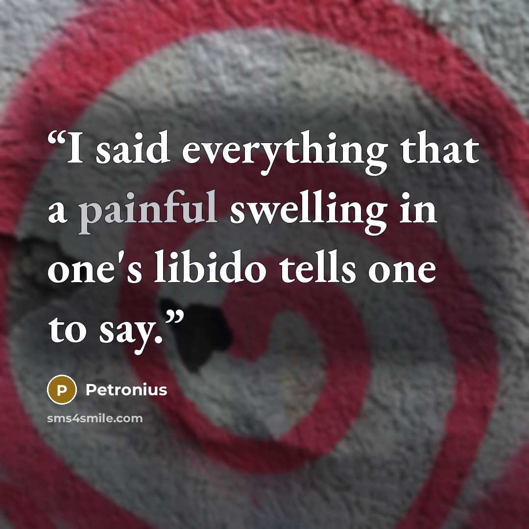 “I said everything that a painful swelling in one's libido tells one to say.” quote by Petronius