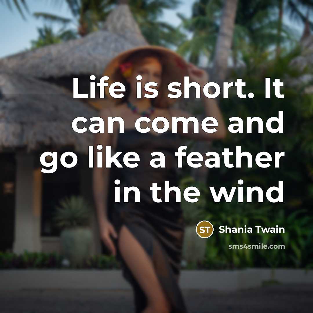 “Life is short. It can come and go like a…” quote by Shania Twain