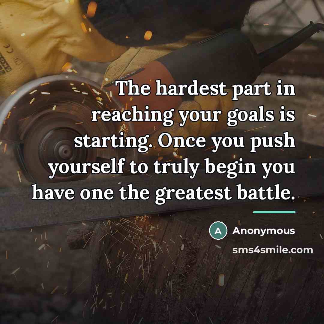 “The hardest part in reaching your goals is starting. Once…” quote by Anonymous